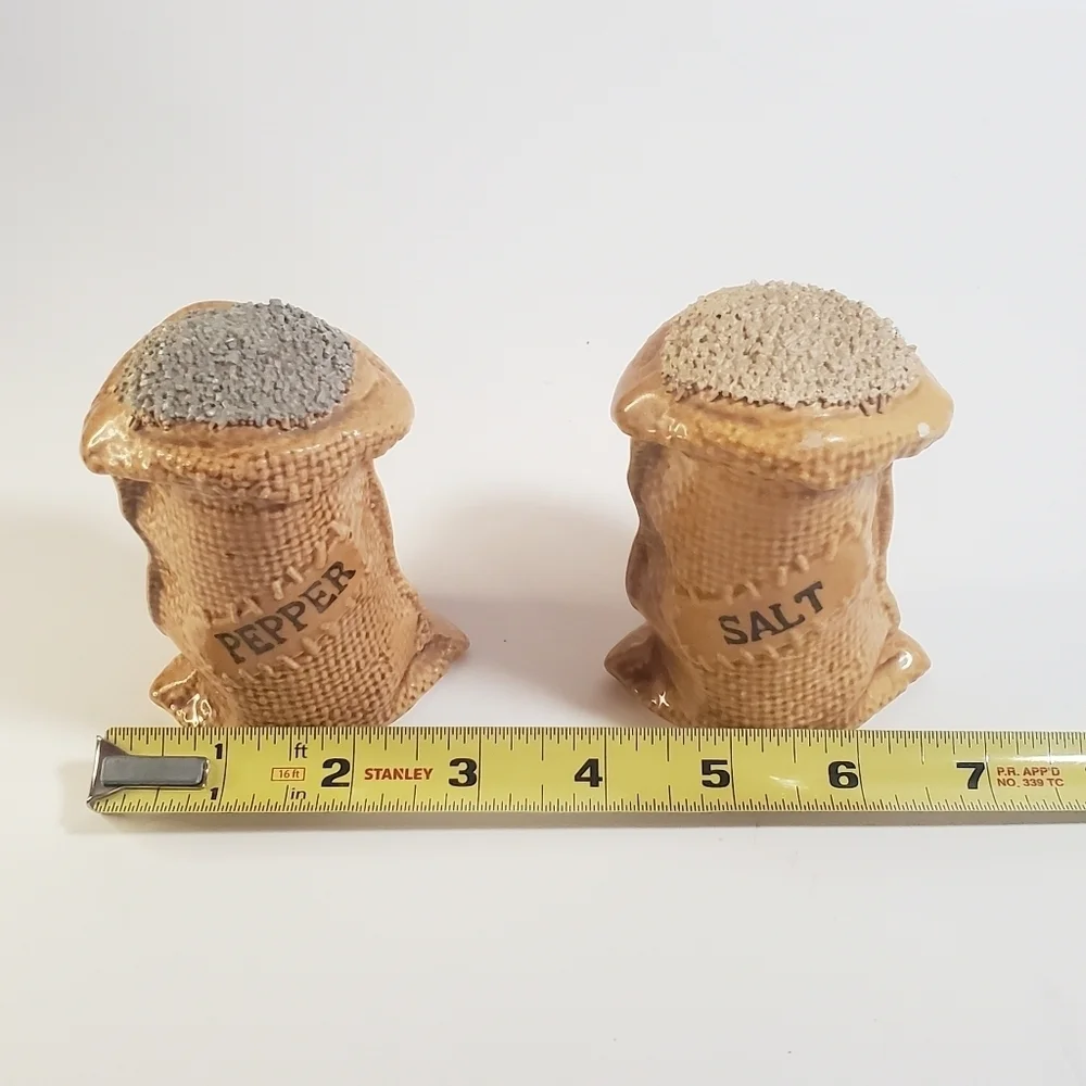 Salt & Pepper Vintage Ceramic Burlap Sack Shaker Set by 